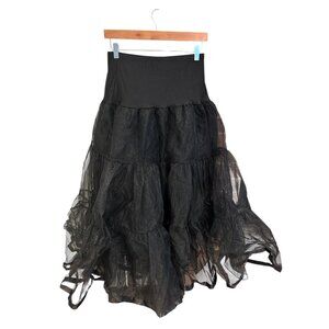 Grace Karin Black Tulle & Spandex Layered Midi Skirt XL